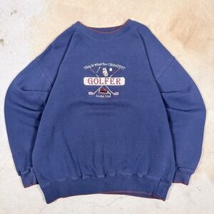 Mens Navy Blue Golf Sweatshirt GREATEST GOLFER Looks Like Crewneck mens Large